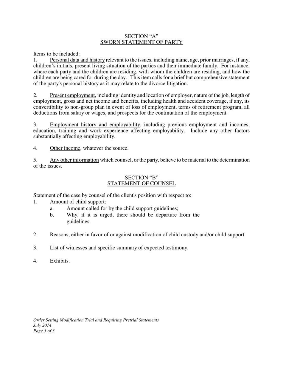 Order Setting Modification Trial and Requiring Pretrial Statements - Wyoming, Page 3
