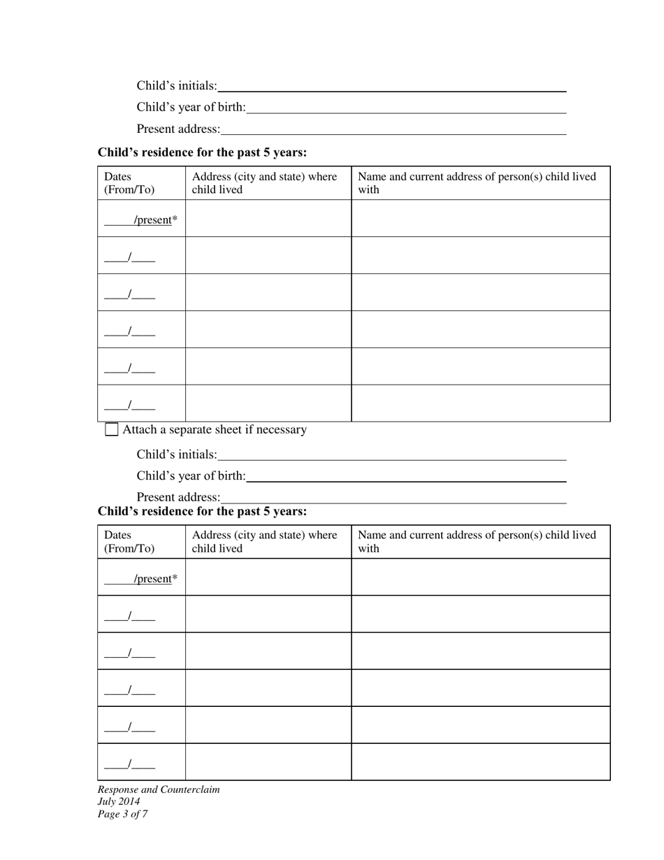 Response and Counterclaim - Child Support Modification - Wyoming, Page 3