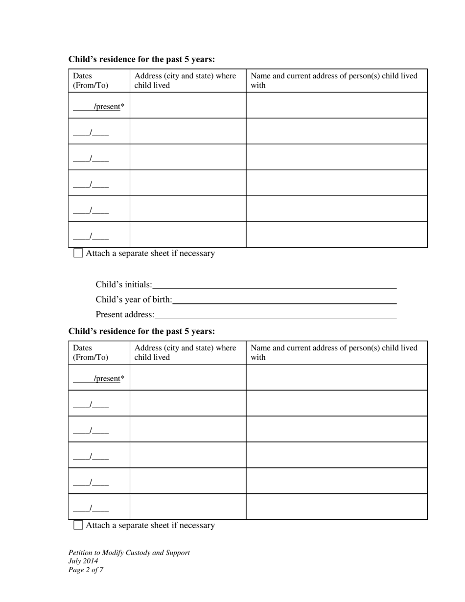 Petition to Modify Custody and Support - Wyoming, Page 2