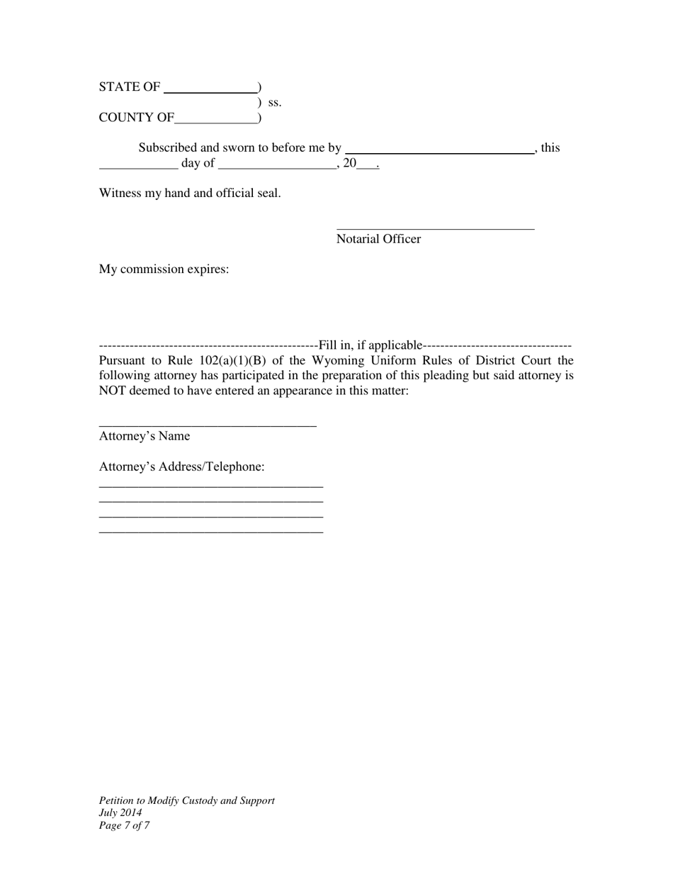 Petition to Modify Custody and Support - Wyoming, Page 7
