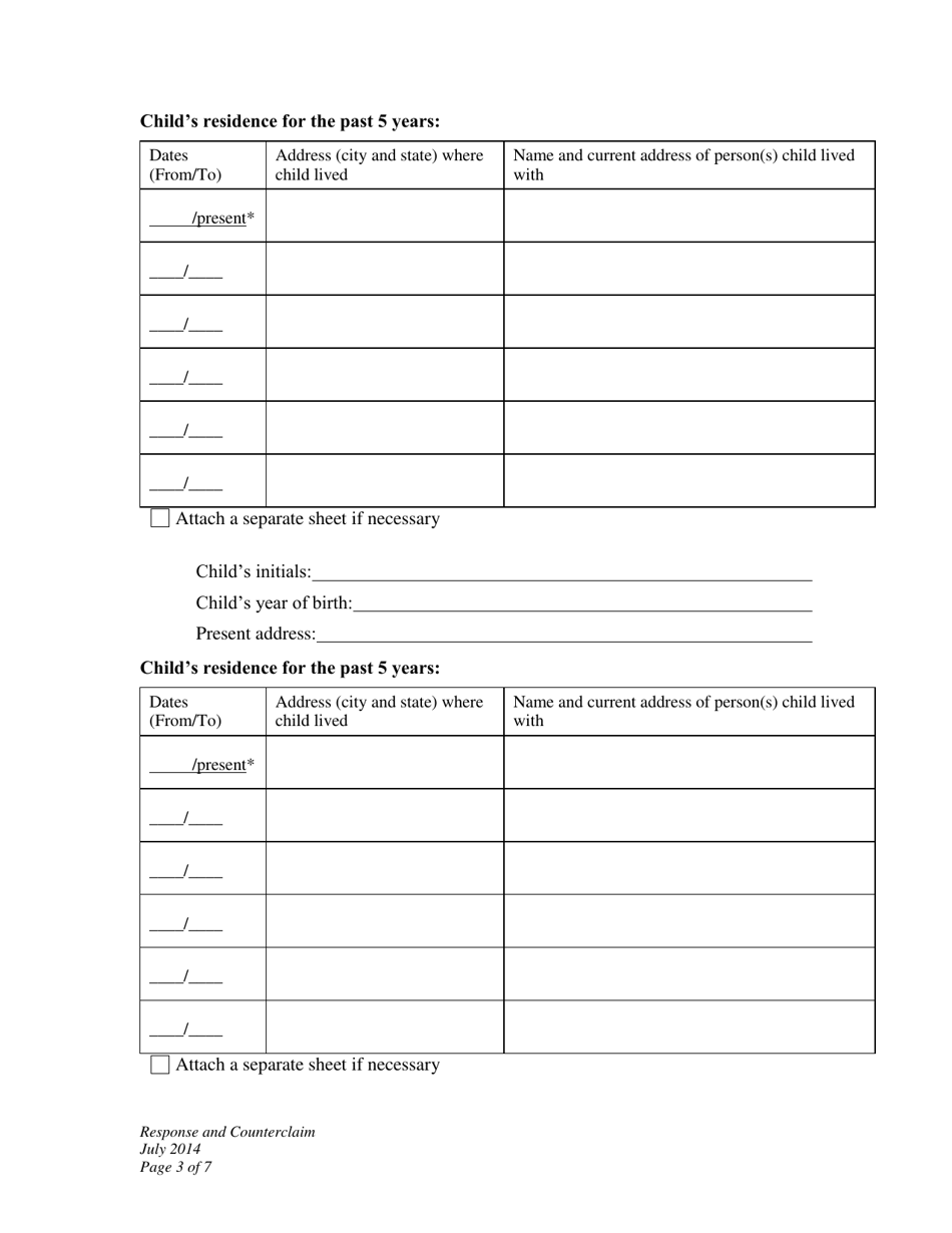 Response and Counterclaim - Custody and Child Support Modification - Wyoming, Page 3