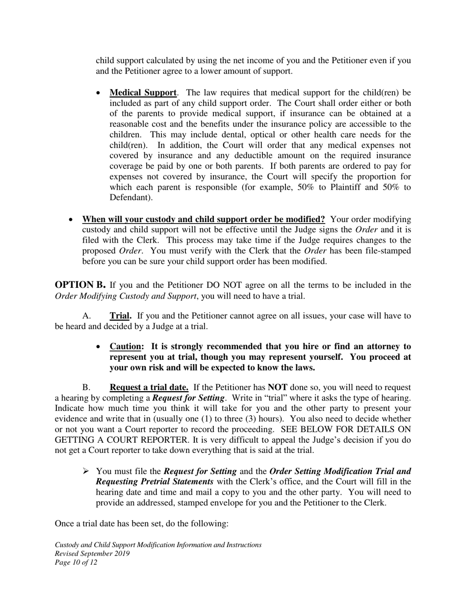 Custody and Child Support Modification Information and Instructions - Wyoming, Page 10