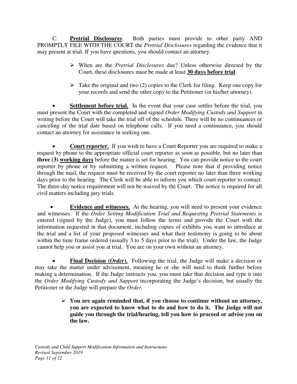 Custody and Child Support Modification Information and Instructions - Wyoming, Page 11