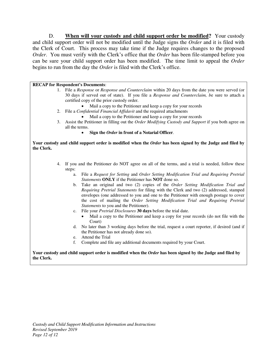 Custody and Child Support Modification Information and Instructions - Wyoming, Page 12