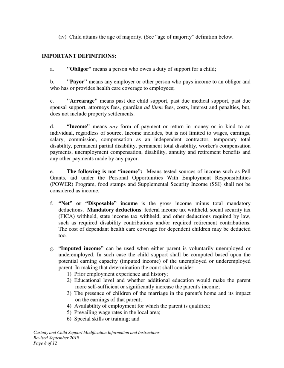Custody and Child Support Modification Information and Instructions - Wyoming, Page 8