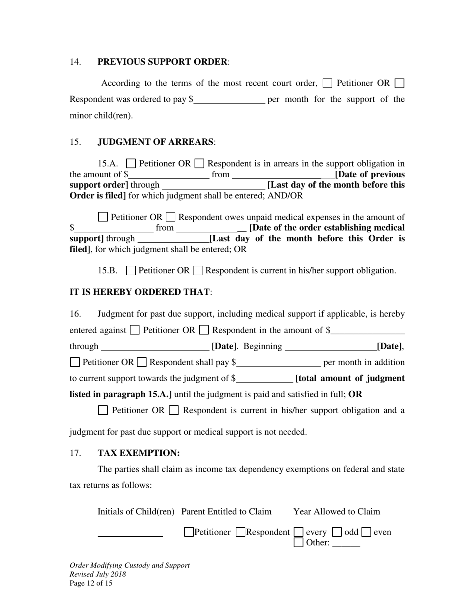 Order Modifying Custody and Support - Wyoming, Page 12