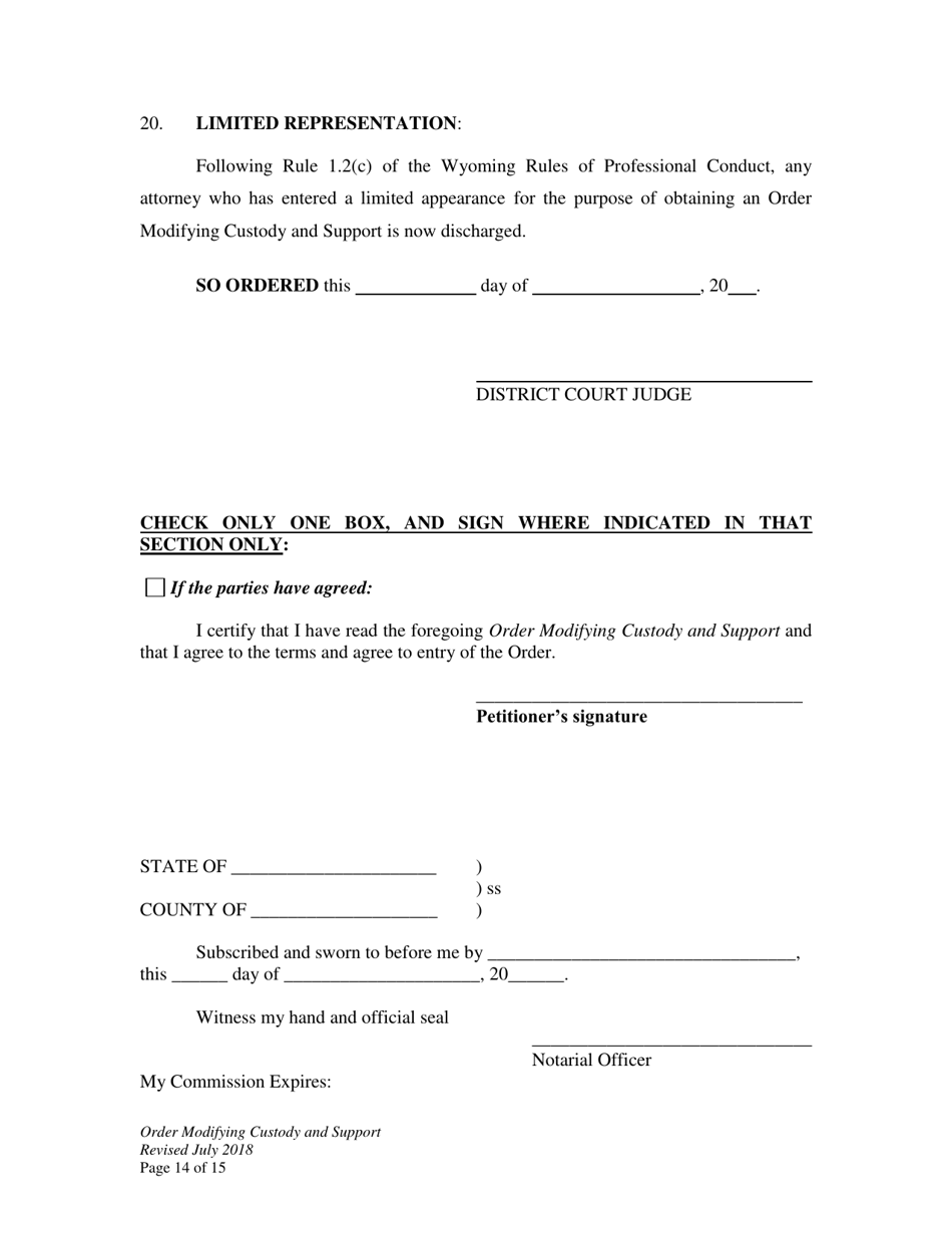 Order Modifying Custody and Support - Wyoming, Page 14