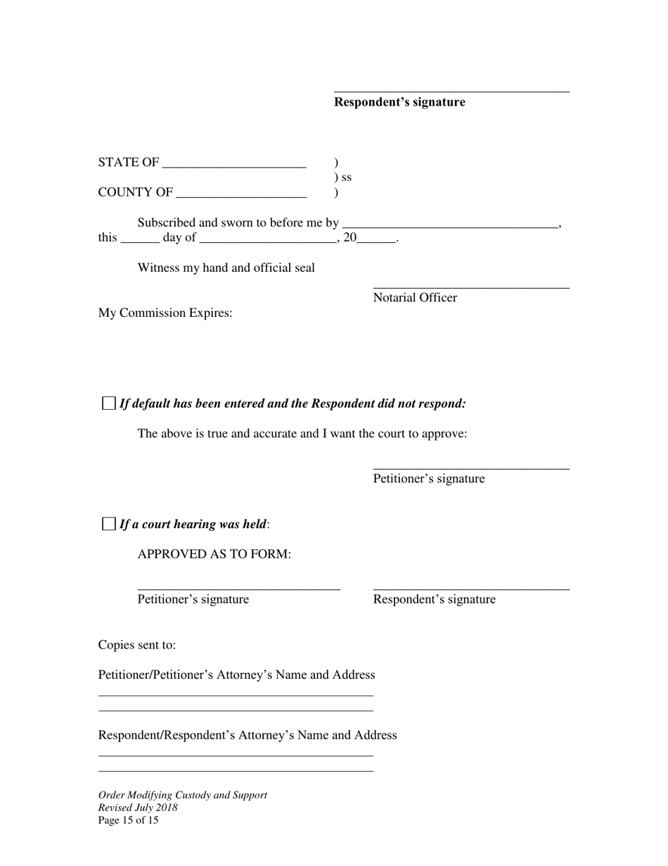 Order Modifying Custody and Support - Wyoming, Page 15