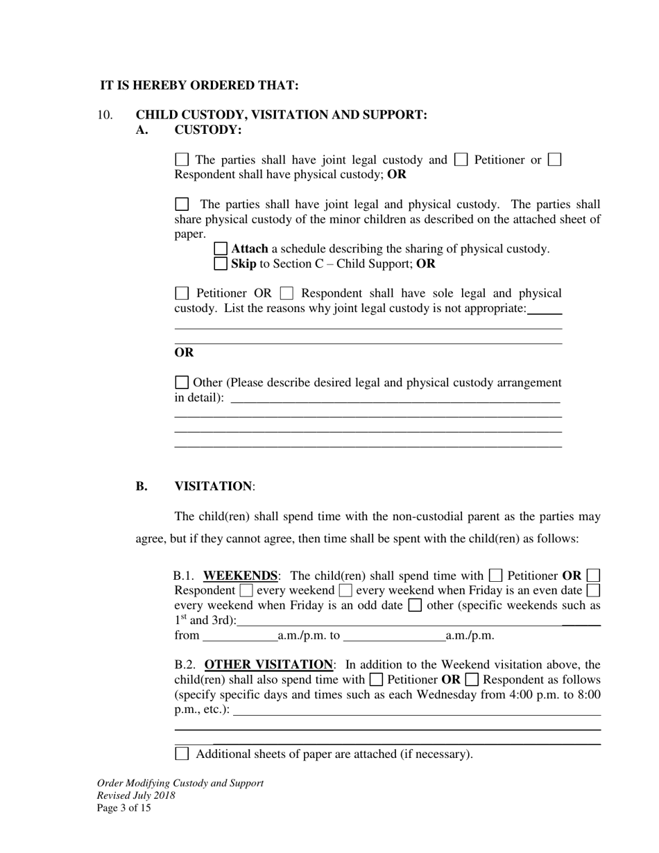 Order Modifying Custody and Support - Wyoming, Page 3