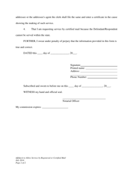 Affidavit to Allow Service by Registered or Certified Mail - Wyoming, Page 2