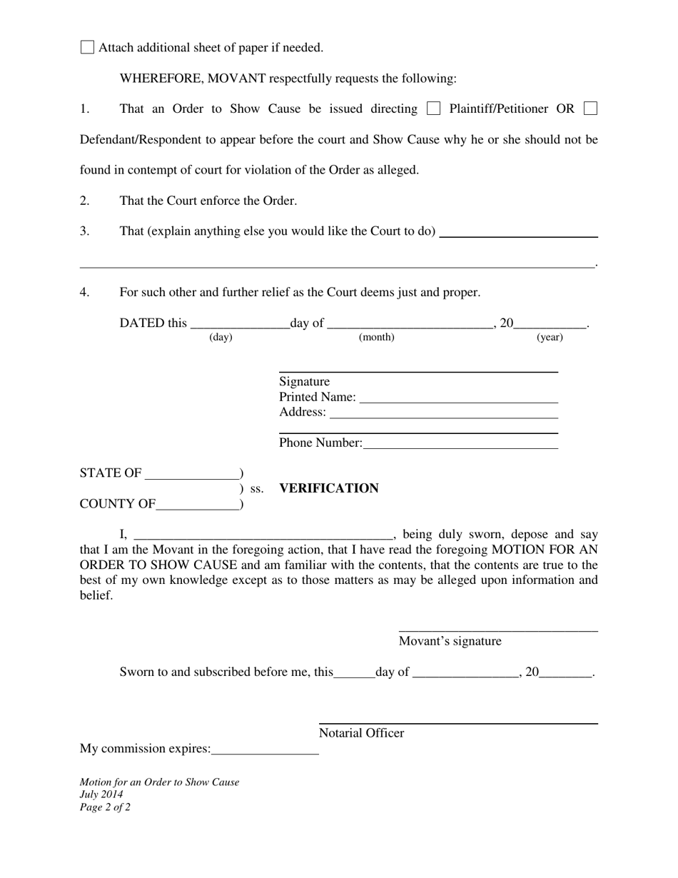 Wyoming Motion for an Order to Show Cause - Fill Out, Sign Online and ...