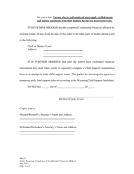 Order Requiring Completion of Confidential Financial Affidavits - Wyoming, Page 2
