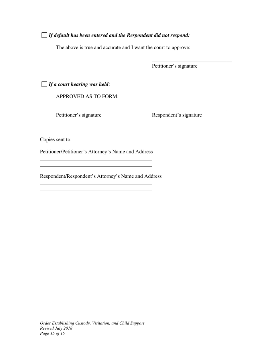 Order Establishing Custody, Visitation, and Child Support - Wyoming, Page 15