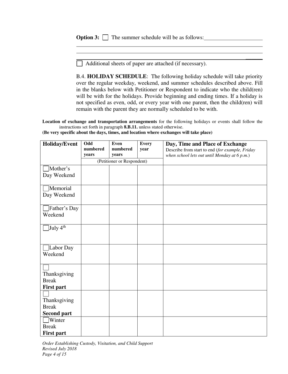 Order Establishing Custody, Visitation, and Child Support - Wyoming, Page 4