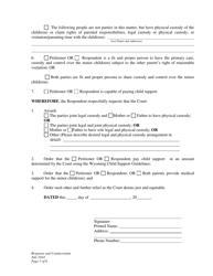 Response and Counterclaim to Petition to Establish Custody, Visitation, and Child Support - Wyoming, Page 5