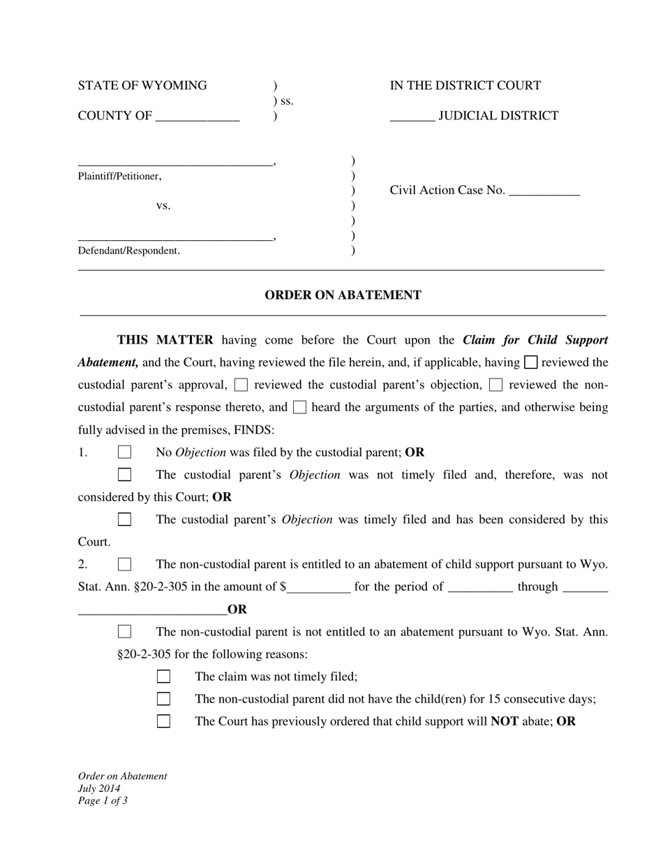 Order on Abatement - Wyoming, Page 1