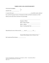 Consent to Guardianship or Nomination of a Guardian by a Minor - Wyoming, Page 2