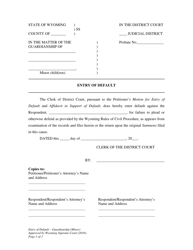 Document preview: Entry of Default - Guardianship (Minor) - Wyoming