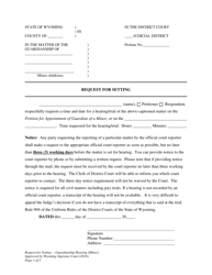 Document preview: Request for Setting - Guardianship Hearing (Minor) - Wyoming