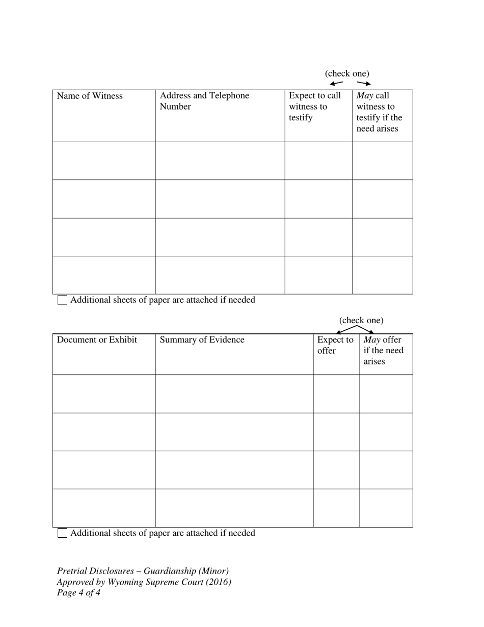 Pretrial Disclosures - Guardianship (Minor) - Wyoming, Page 4