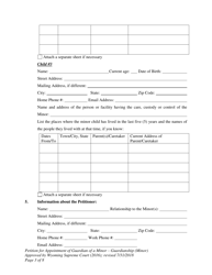 Petition for Appointment of Guardian of a Minor - Guardianship (Minor) - Wyoming, Page 3