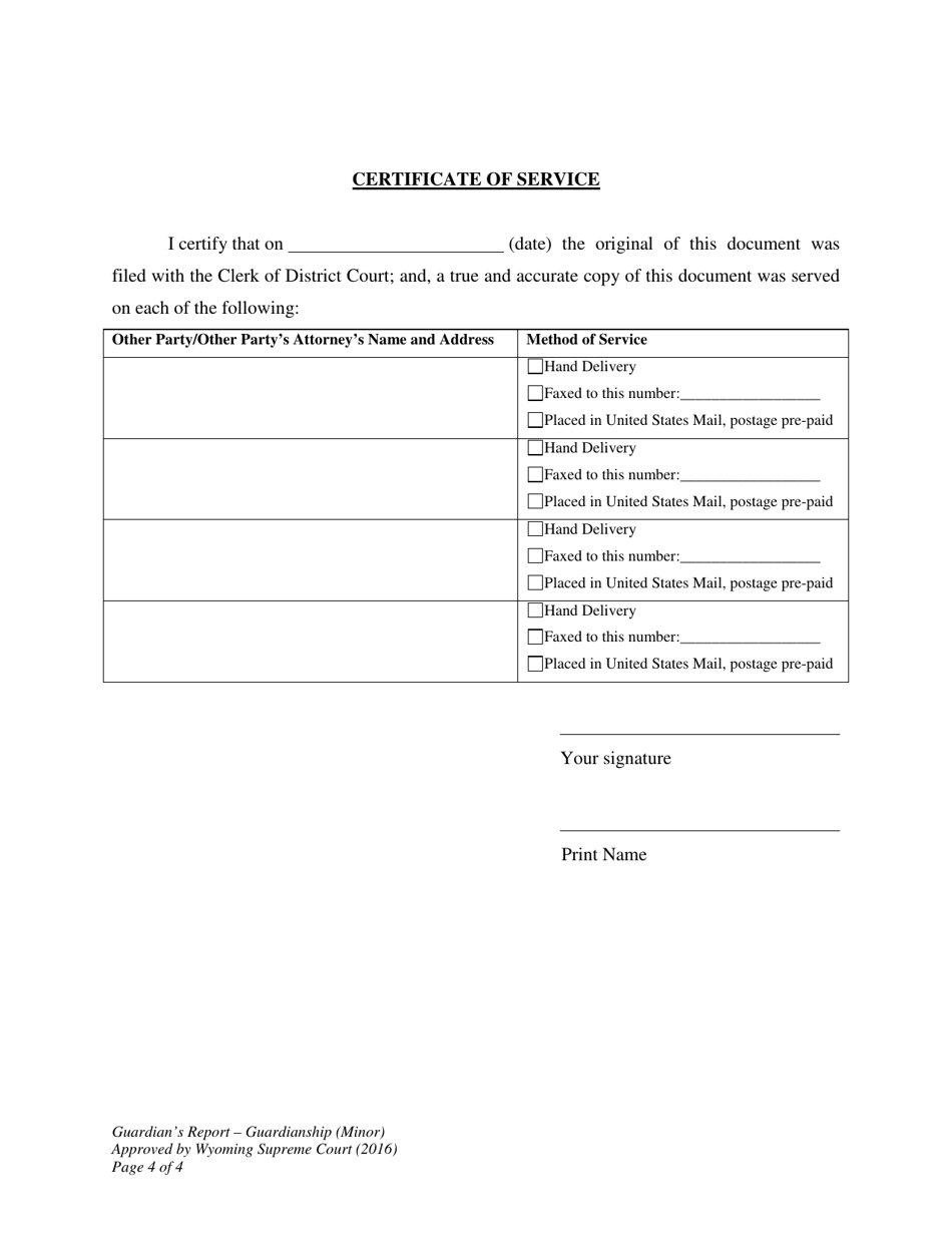 Guardians Report - Guardianship (Minor) - Wyoming, Page 4