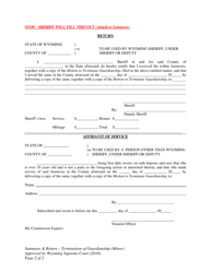 Summons and Return - Termination of Guardianship (Minor) - Wyoming, Page 2