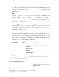 Affidavit in Support of Default - Termination of Guardianship (Minor) - Wyoming, Page 2
