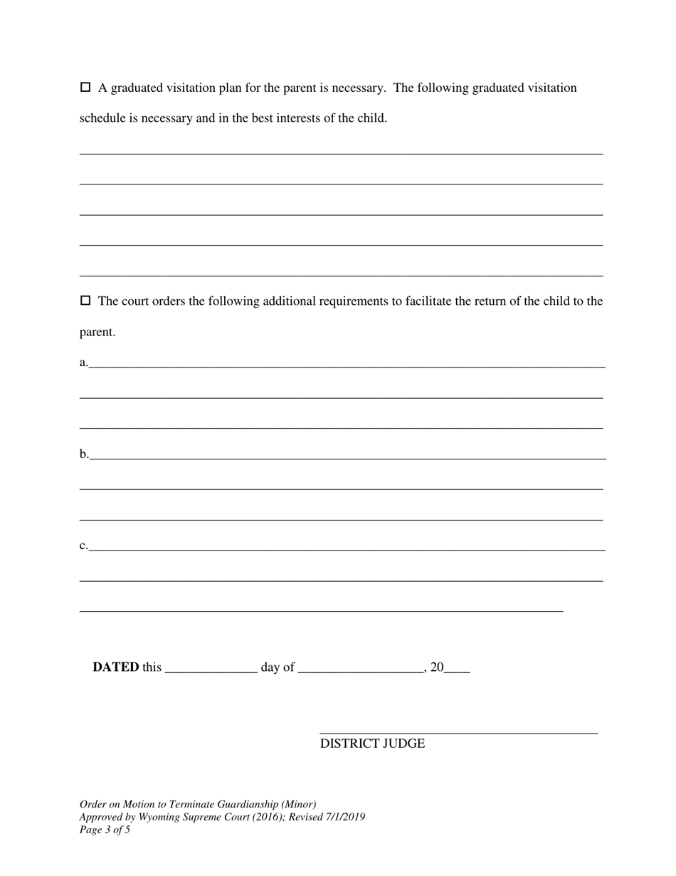 Order on Motion to Terminate Guardianship (Minor) - Wyoming, Page 3