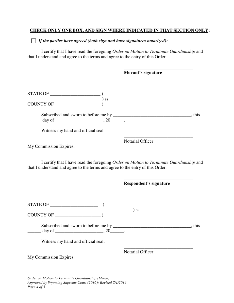 Order on Motion to Terminate Guardianship (Minor) - Wyoming, Page 4