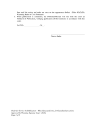 Order for Service by Publication - Miscellaneous Forms for Guardianship Actions - Wyoming, Page 2