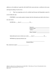 Affidavit to Allow Service by Registered or Certified Mail - Miscellaneous Forms for Guardianship Actions - Wyoming, Page 2
