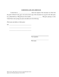Motion Form - Miscellaneous Forms for Guardianship Actions - Wyoming, Page 2