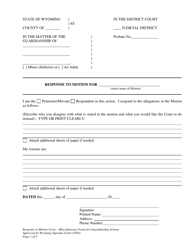 Document preview: Response to Motion - Miscellaneous Forms for Guardianship Actions - Wyoming
