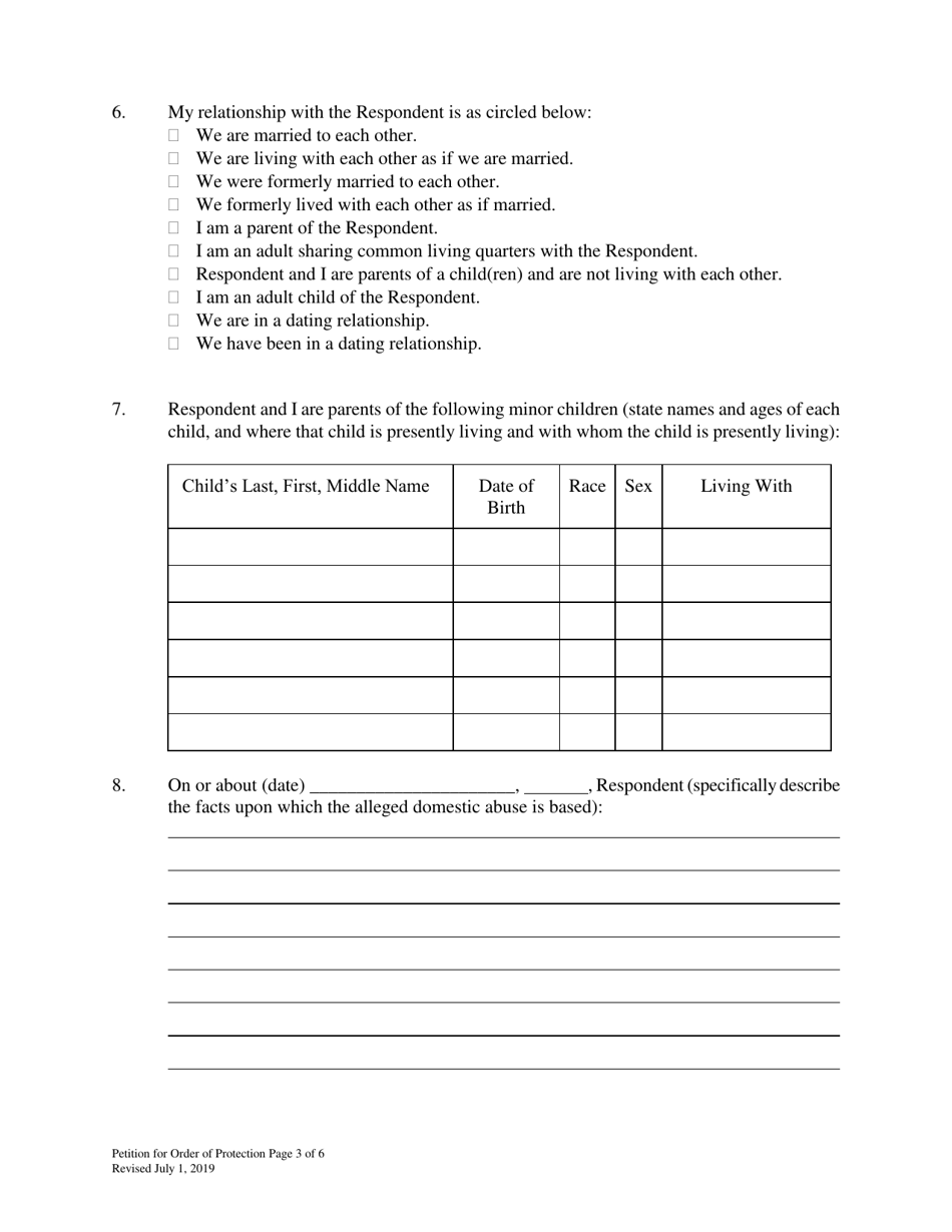 Petition for Order of Protection - Wyoming, Page 3