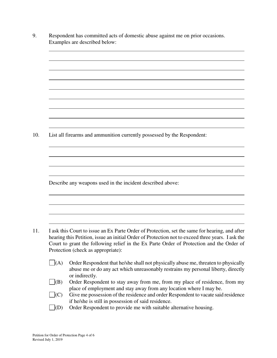 Petition for Order of Protection - Wyoming, Page 4