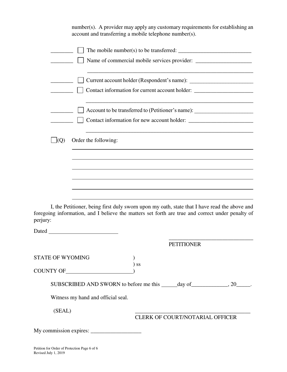 Petition for Order of Protection - Wyoming, Page 6