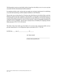 Order for Transfer of Mobile Number Use and Financial Responsibility - Wyoming, Page 2