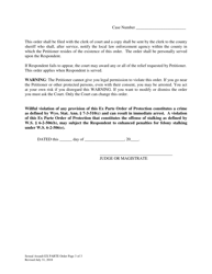 Ex Parte Sexual Assault Order of Protection - Wyoming, Page 3