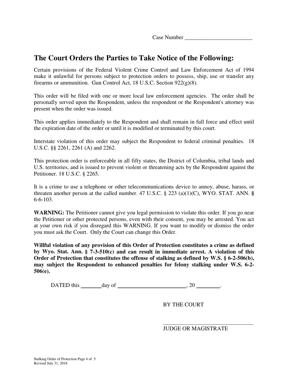 Stalking Order of Protection - Wyoming, Page 4