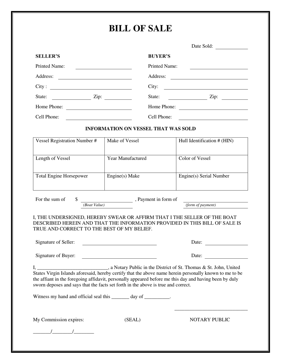 Bill of Sale - District of St. Thomas  St. John - Virgin Islands, Page 1