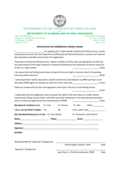 &quot;Application for Commercial Fishing License&quot; - Virgin Islands