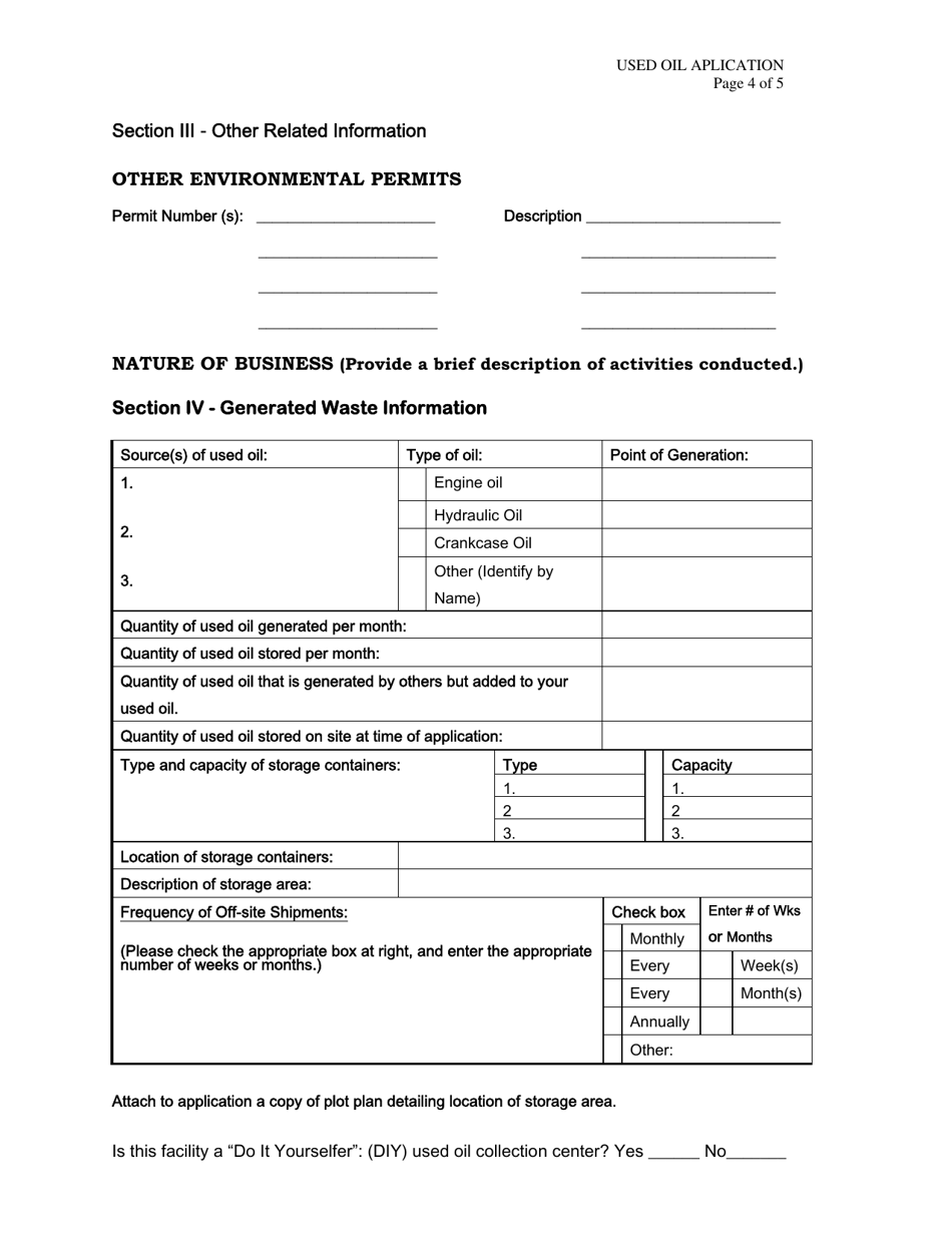 Used Oil Permit Application - Virgin Islands, Page 4