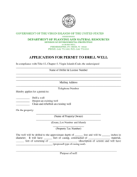 &quot;Application for Permit to Drill Well&quot; - Virgin Islands