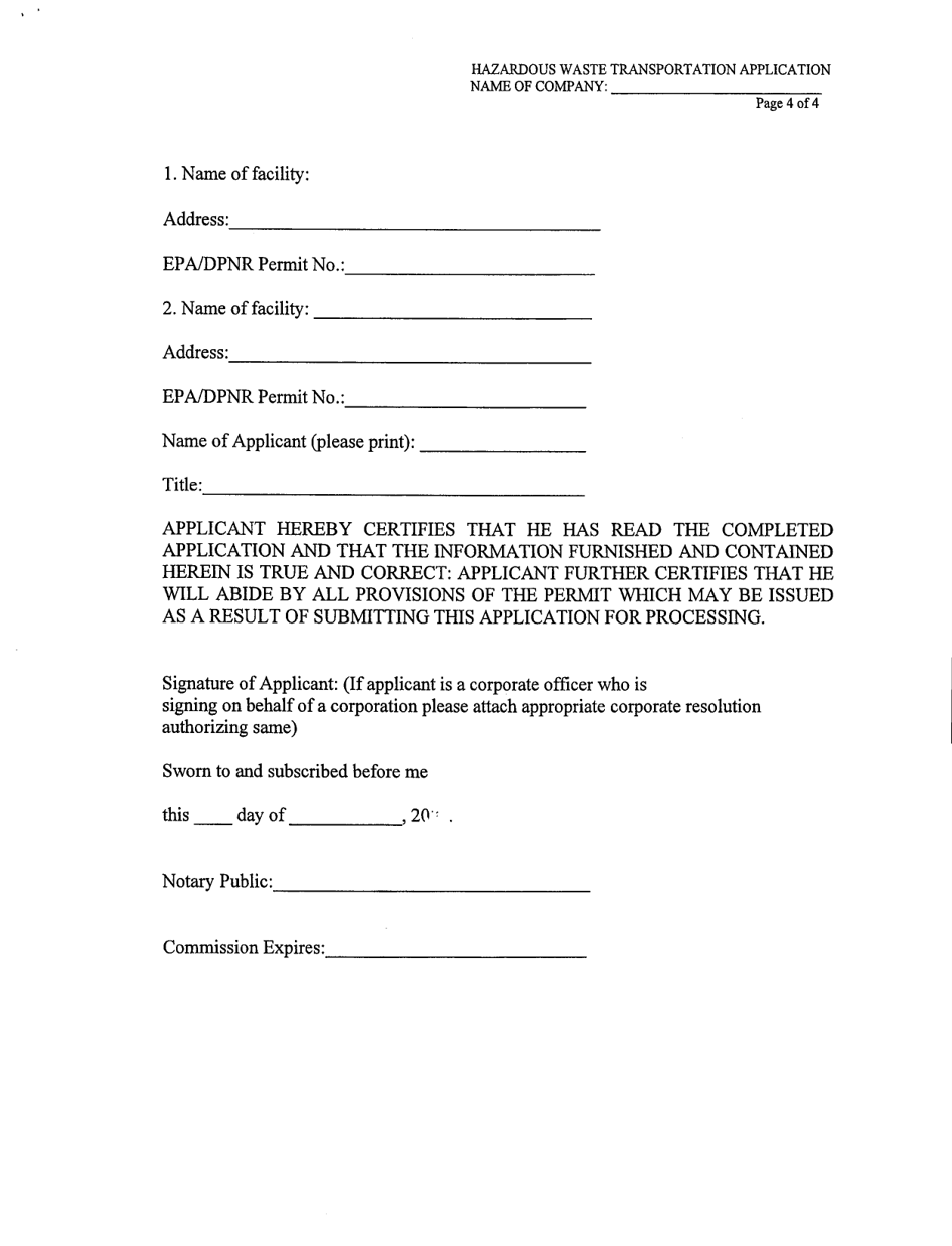 Hazardous Waste Transportation Application - Virgin Islands, Page 4