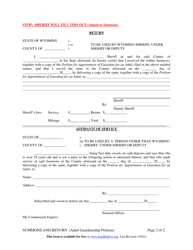 Summons and Return (Adult Guardianship Petition) - Wyoming, Page 2