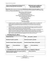 Document preview: Solicitud Para Audiencia De Proceso Legitimo - Wyoming (Spanish)
