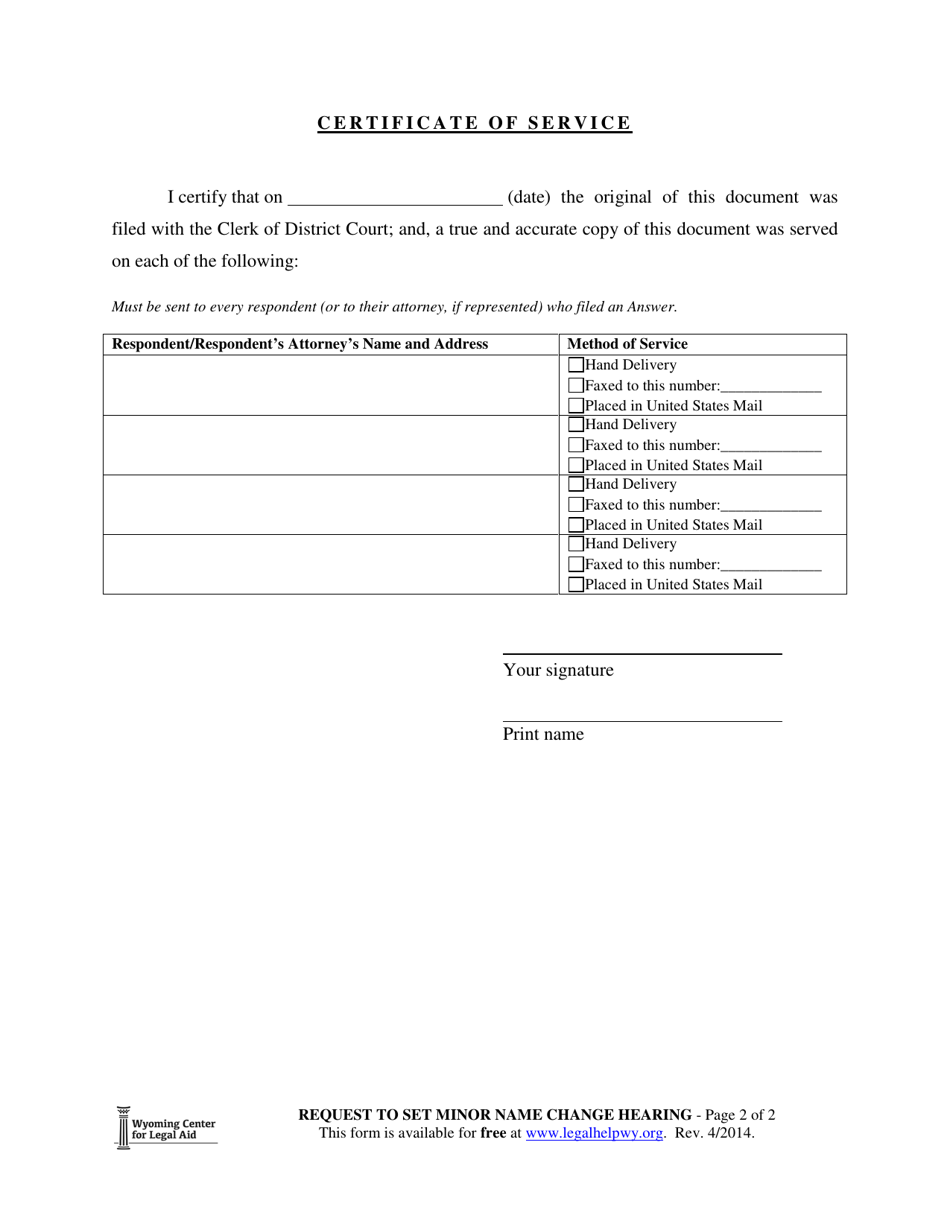 Request to Set Minors Name Change Hearing - Wyoming, Page 2