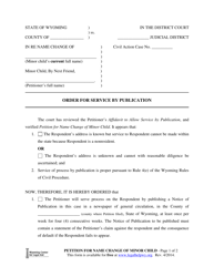 Document preview: Order for Service by Publication (Minor Name Change) - Wyoming