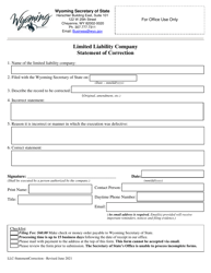 Document preview: Limited Liability Company Statement of Correction - Wyoming